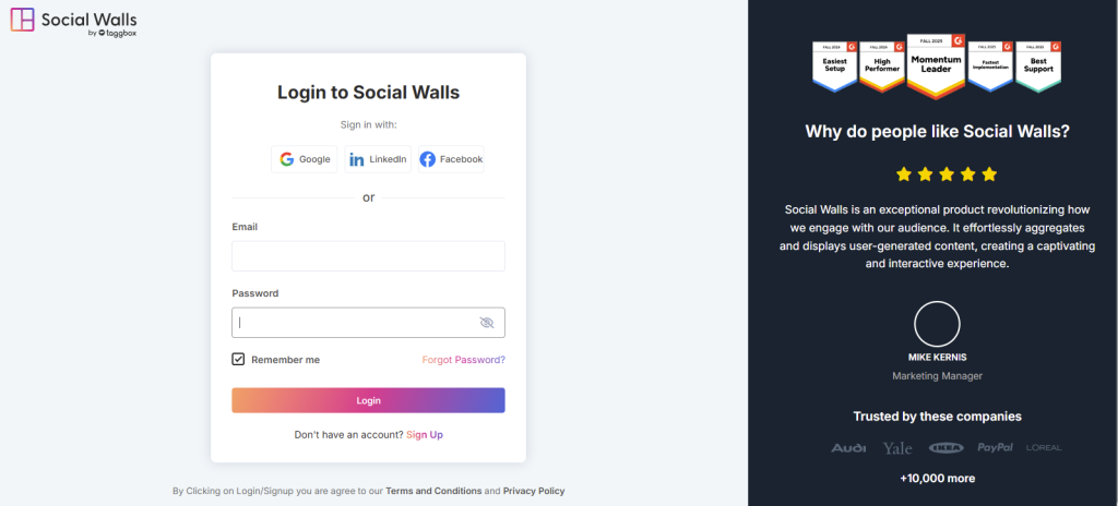 social wall login