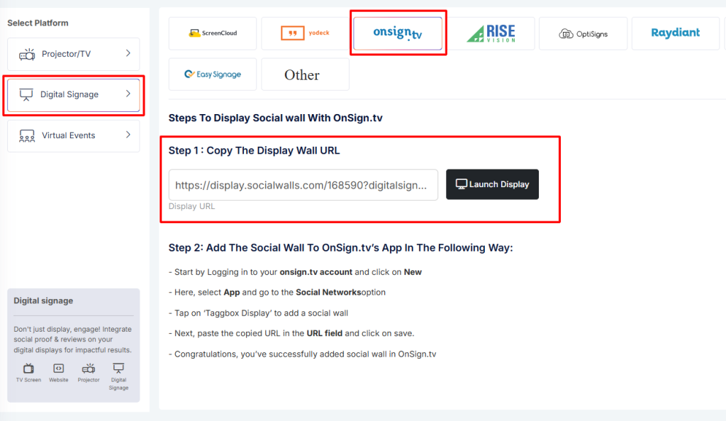 social display wall url
