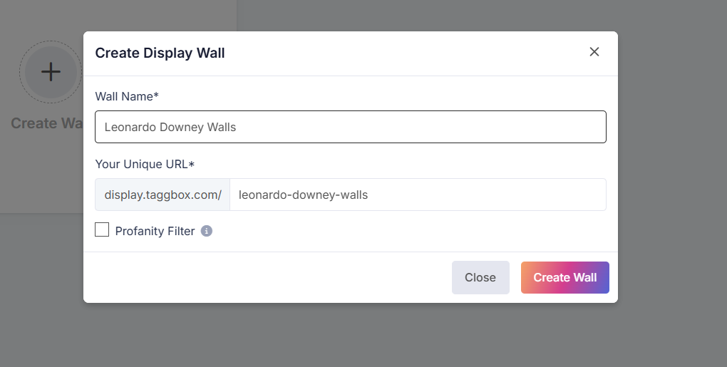 display wall name