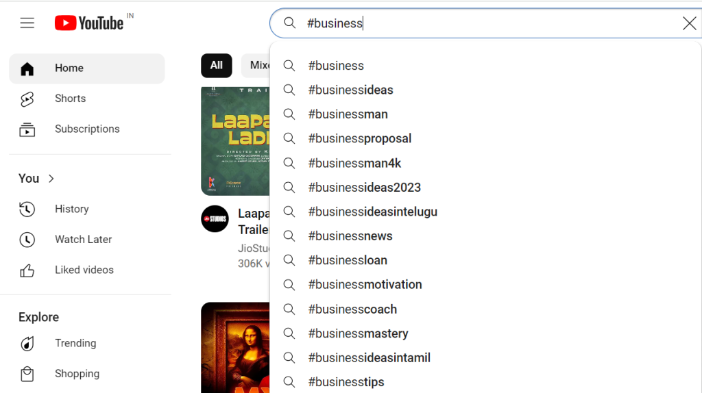 social media search engine - Youtube
