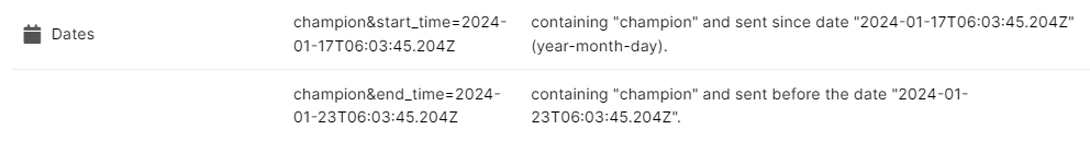 search with dates