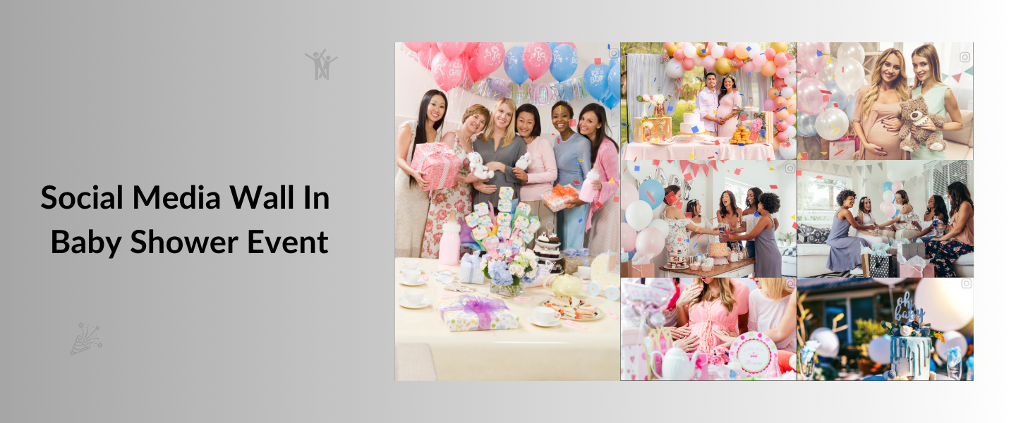social media wall in baby shower event