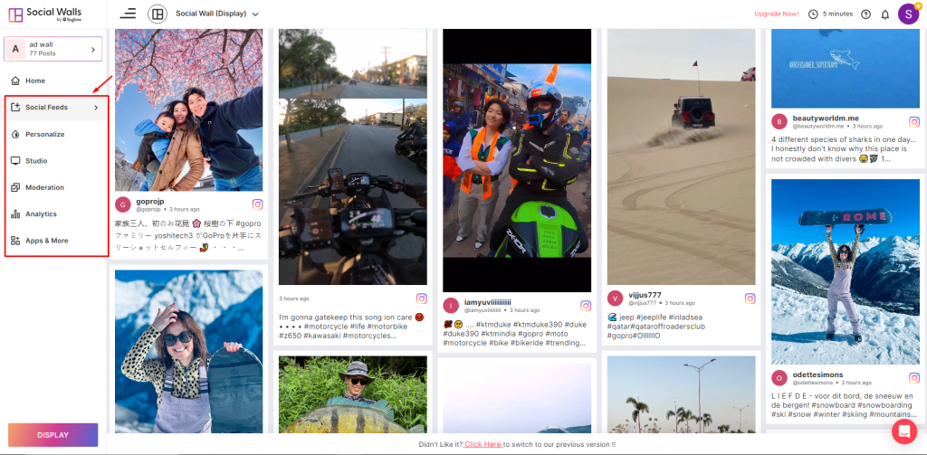 social wall features