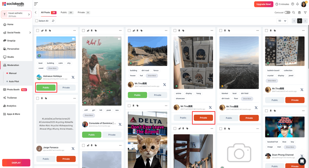 Display Twitter feeds