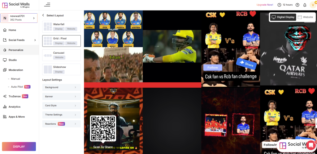 social wall settings