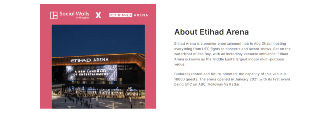 interactive digital signage of Etihad Arena