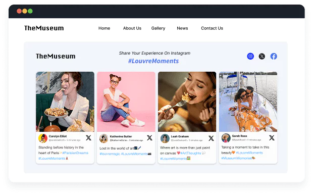 Social media wall on Website