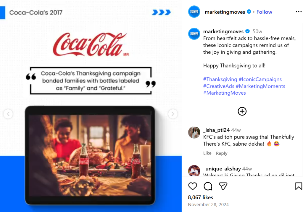 Thanksgiving campaigns of Coca Cola