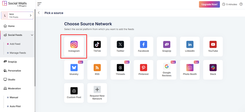 instagram as a source network