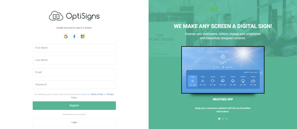 optisigns login account