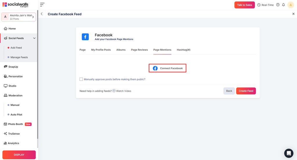 connect facebook account