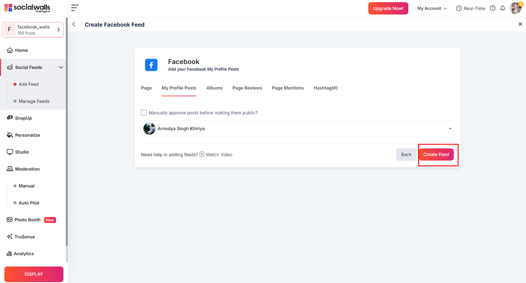 Create Feed to add the source